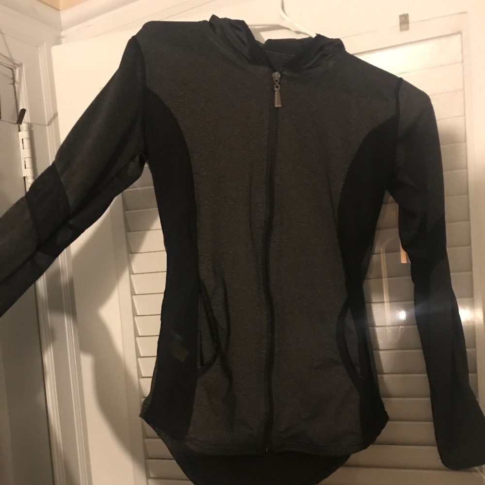 Dark gray and black sheer Zip Up
